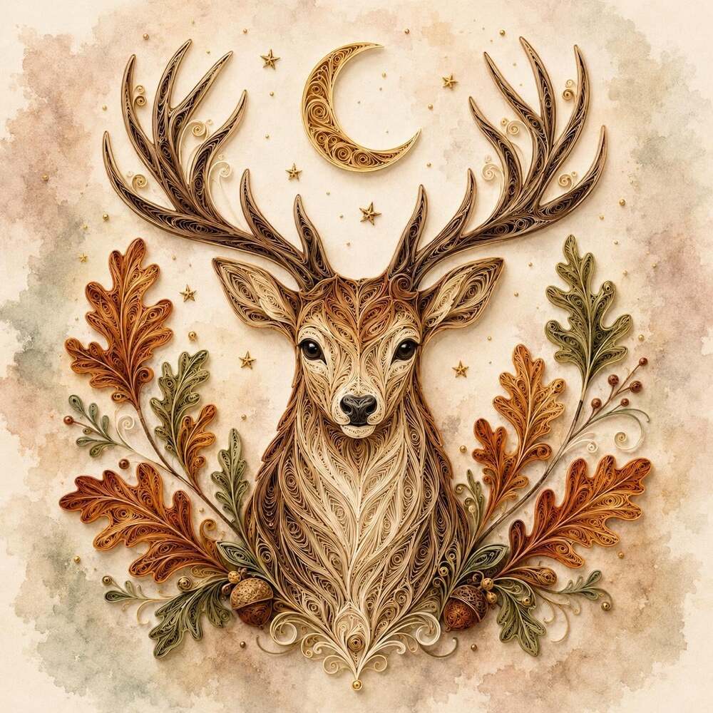8 X 8 Framed Celestial Deer Art 6 C 97